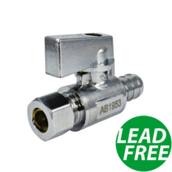 1/2" PEX x 3/8" OD Ball Valve STRAIGHT Crimp- Shut Offs LEAD FREE 1/4 Turn Stop
