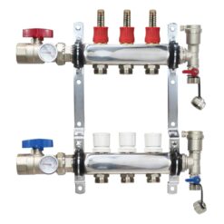 3 Loop Stainless Steel Radiant PEX Manifold with Adapters & New Flow Meters