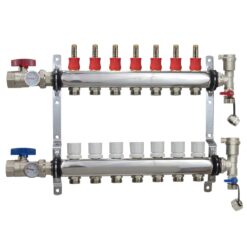7 Loop Stainless Steel Radiant PEX Manifold with Adapters & New Flow Meters