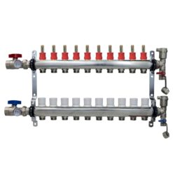 10 Loop Stainless Steel Radiant PEX Manifold with Adapters & New Flow Meters